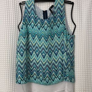 New Directions Sleeveless Chevron Top in Blue and Green Size LG